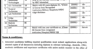 Job Opportunities at Health Department Gilgit Baltistan